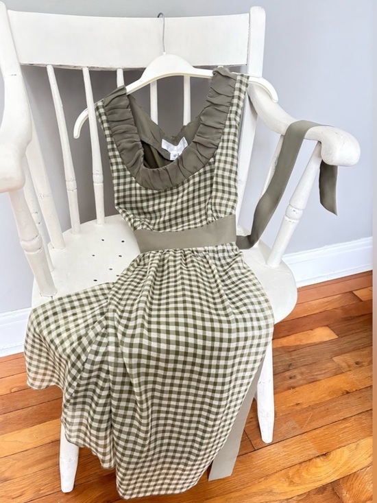 mac & jac Dresses & Skirts - Mac & Jac Green Gingham Cottagecore Dress with Ribbon Tie Waist